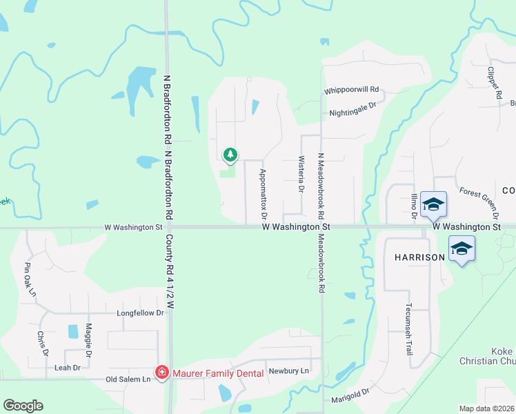 map of restaurants, bars, coffee shops, grocery stores, and more near 100-298 Appomattox Dr in Springfield