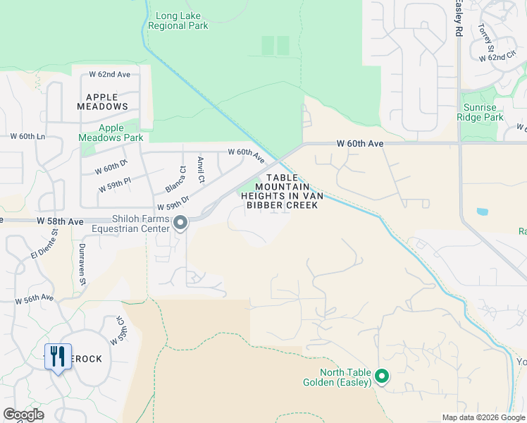 map of restaurants, bars, coffee shops, grocery stores, and more near 18338 West 58th Place in Golden
