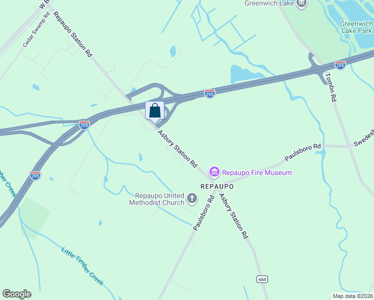 map of restaurants, bars, coffee shops, grocery stores, and more near 43 Repaupo Station Road in Logan Township