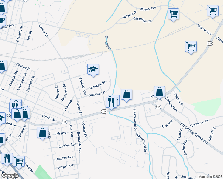 map of restaurants, bars, coffee shops, grocery stores, and more near 53 Brewster Street in Hanover