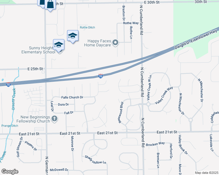 map of restaurants, bars, coffee shops, grocery stores, and more near 11450 Pace Court in Indianapolis