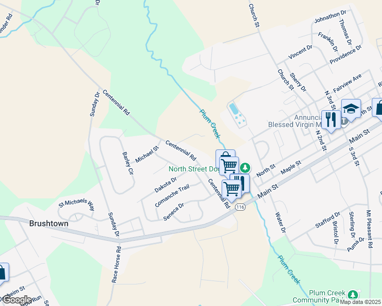map of restaurants, bars, coffee shops, grocery stores, and more near 3630 Centennial Road in Hanover