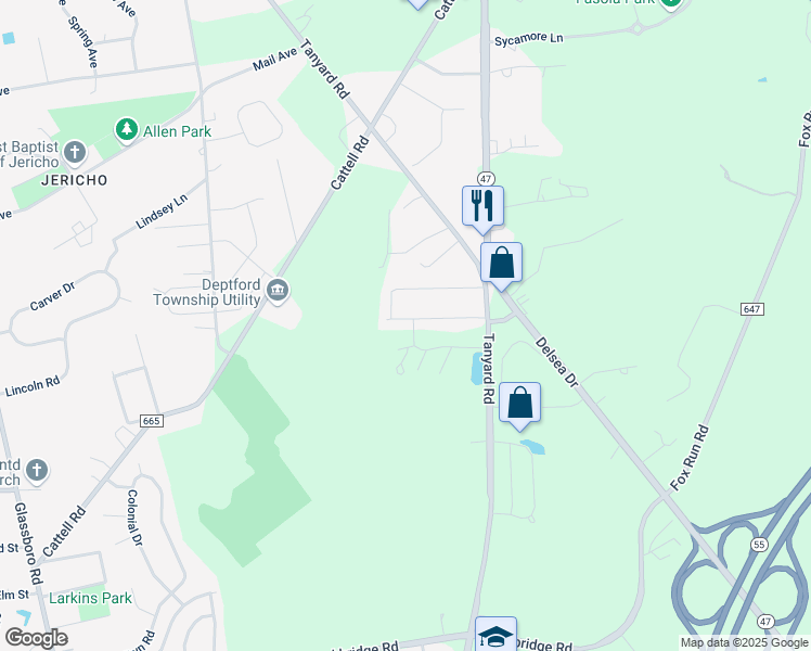 map of restaurants, bars, coffee shops, grocery stores, and more near 34 Dancy Avenue in Deptford Township