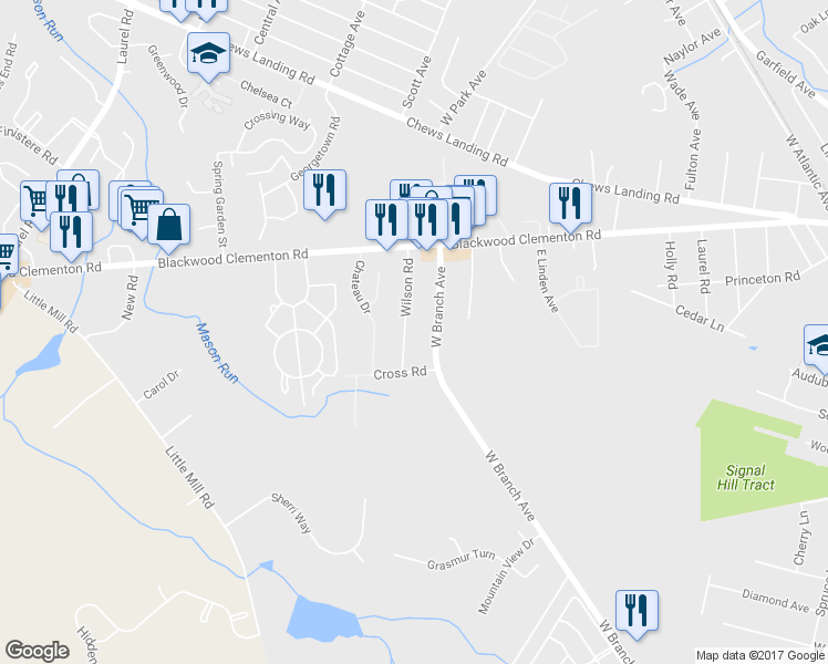 map of restaurants, bars, coffee shops, grocery stores, and more near 30 Wilson Rd in Pine Hill