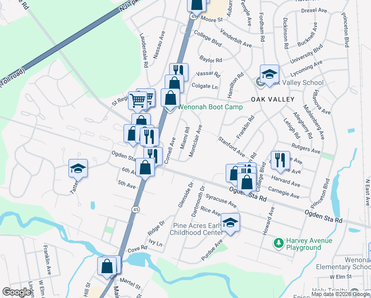 map of restaurants, bars, coffee shops, grocery stores, and more near 658 Miami Rd in Wenonah