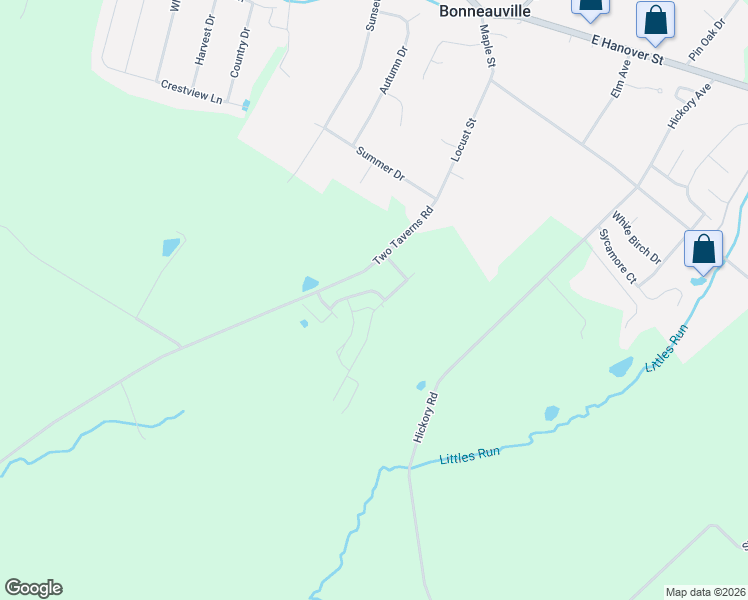 map of restaurants, bars, coffee shops, grocery stores, and more near 35 Pioneer Ln in Gettysburg