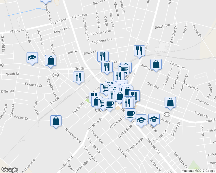 map of restaurants, bars, coffee shops, grocery stores, and more near 125 Carlisle Street in Hanover