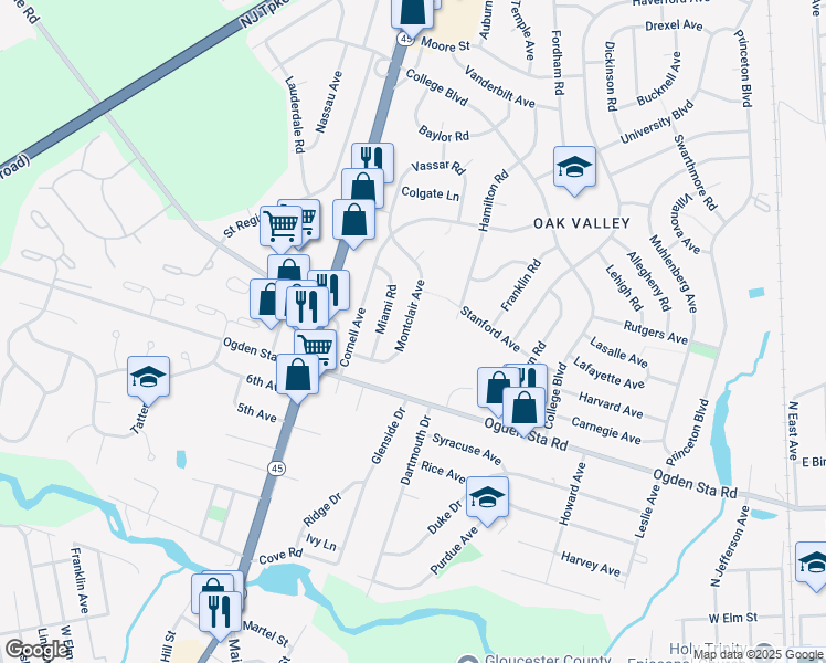 map of restaurants, bars, coffee shops, grocery stores, and more near 666 Montclair Avenue in Wenonah