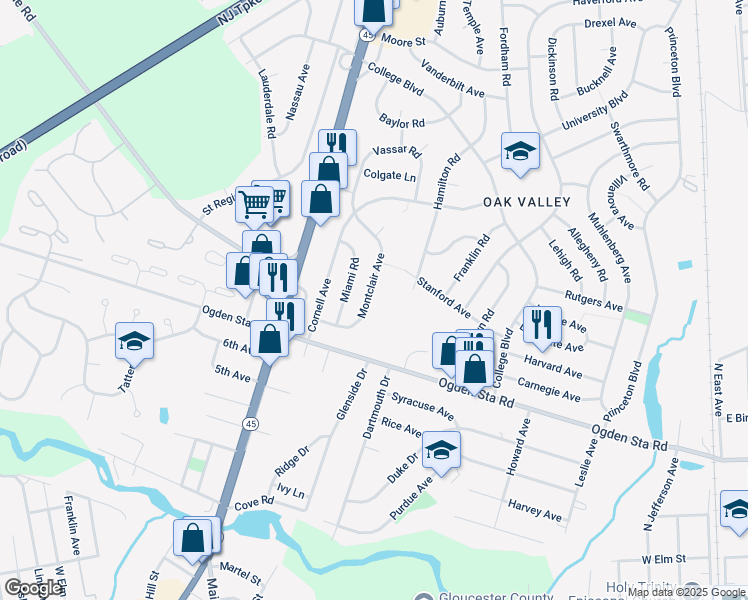 map of restaurants, bars, coffee shops, grocery stores, and more near 666 Montclair Avenue in Wenonah