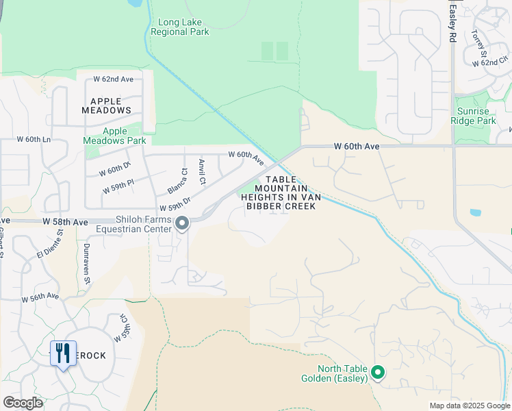 map of restaurants, bars, coffee shops, grocery stores, and more near 18338 West 58th Place in Golden