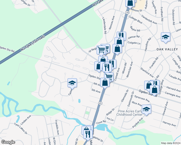 map of restaurants, bars, coffee shops, grocery stores, and more near 107 Ashton Court in West Deptford