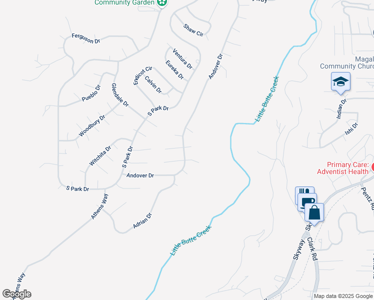 map of restaurants, bars, coffee shops, grocery stores, and more near 6482 Ridgeside Court in Magalia