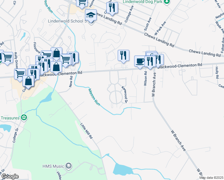 map of restaurants, bars, coffee shops, grocery stores, and more near 4008 Tall Pines in Pine Hill