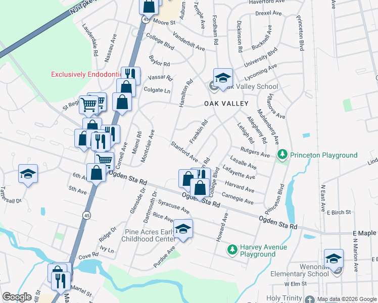 map of restaurants, bars, coffee shops, grocery stores, and more near 633 Franklin Rd in Wenonah