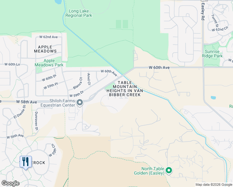 map of restaurants, bars, coffee shops, grocery stores, and more near 18338 West 58th Place in Golden