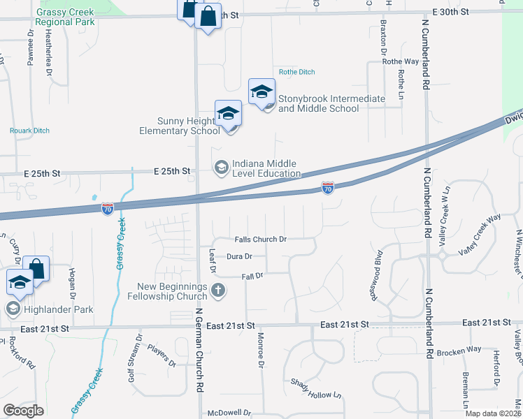 map of restaurants, bars, coffee shops, grocery stores, and more near 2354 Peter Court in Indianapolis