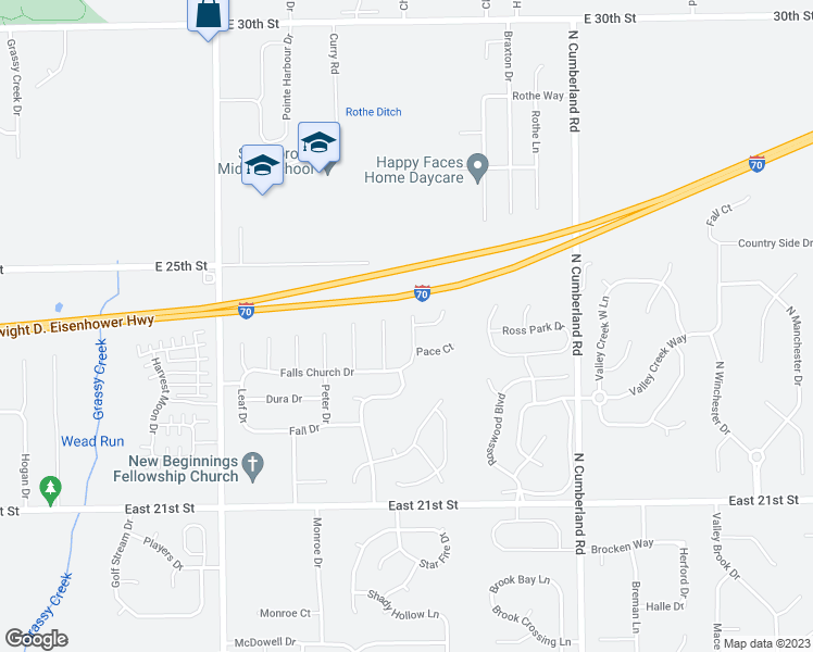 map of restaurants, bars, coffee shops, grocery stores, and more near 2354 Cade Court in Indianapolis