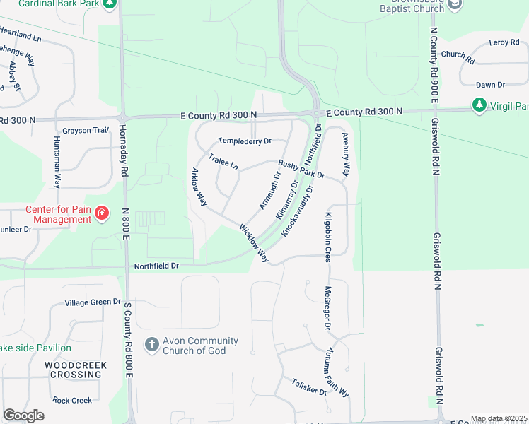 map of restaurants, bars, coffee shops, grocery stores, and more near 2695 Armaugh Drive in Brownsburg