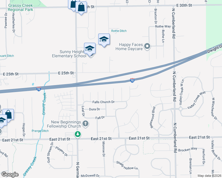 map of restaurants, bars, coffee shops, grocery stores, and more near 2362 Munn Circle in Indianapolis