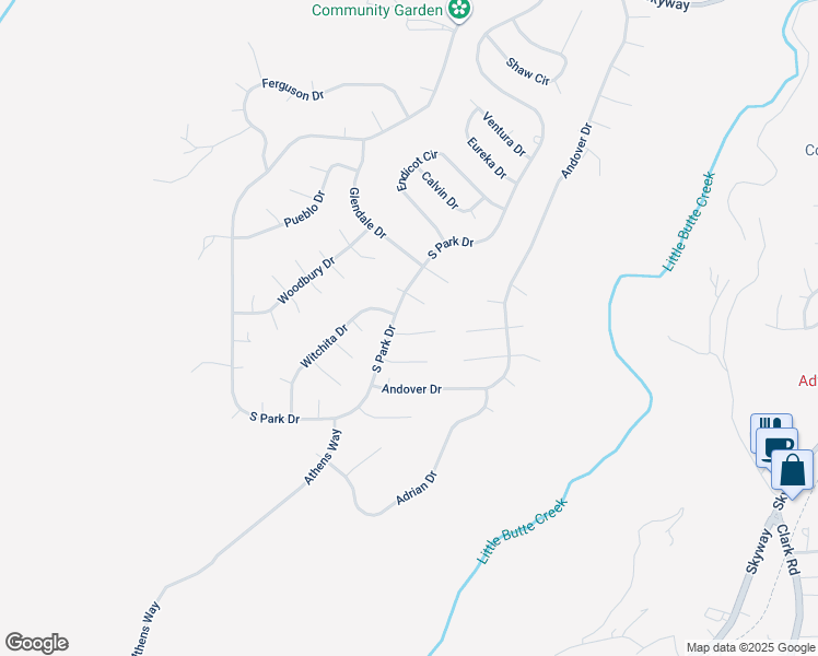 map of restaurants, bars, coffee shops, grocery stores, and more near 6367 Scripps Court in Magalia