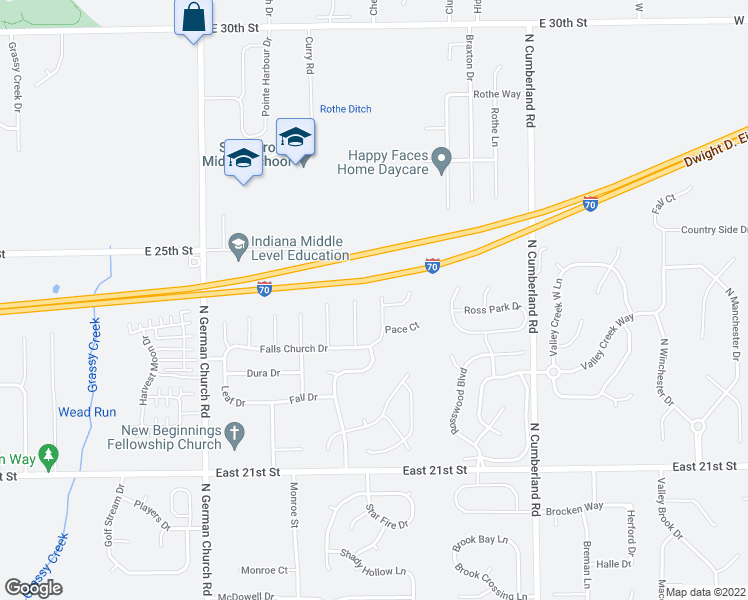 map of restaurants, bars, coffee shops, grocery stores, and more near 2360 Cade Court in Indianapolis