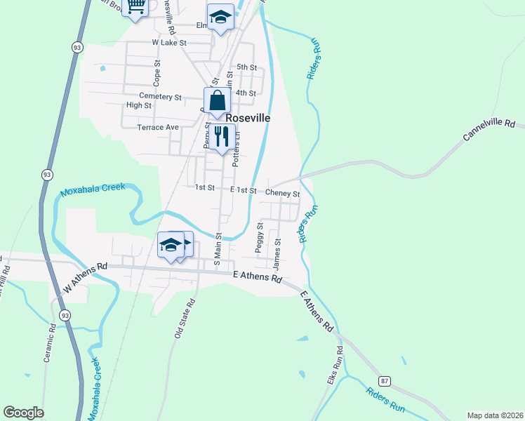map of restaurants, bars, coffee shops, grocery stores, and more near 88 Summit Street in Roseville