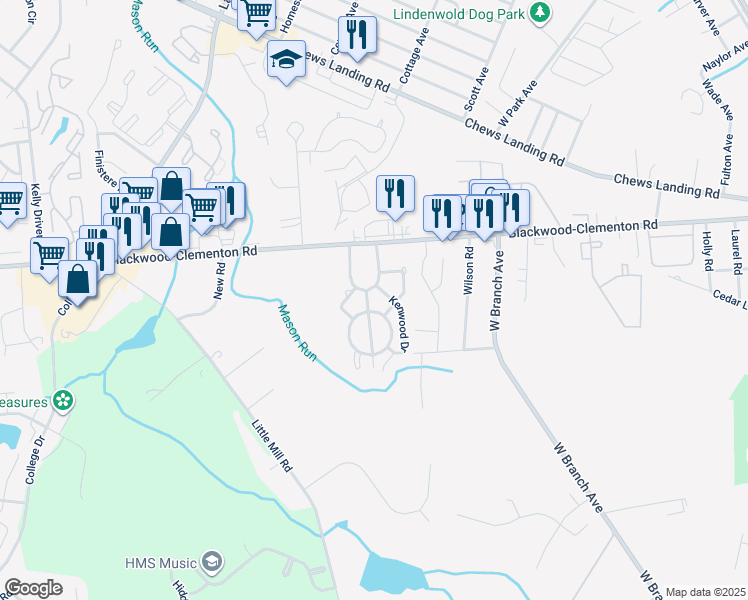 map of restaurants, bars, coffee shops, grocery stores, and more near 1701 Tall Pines in Pine Hill