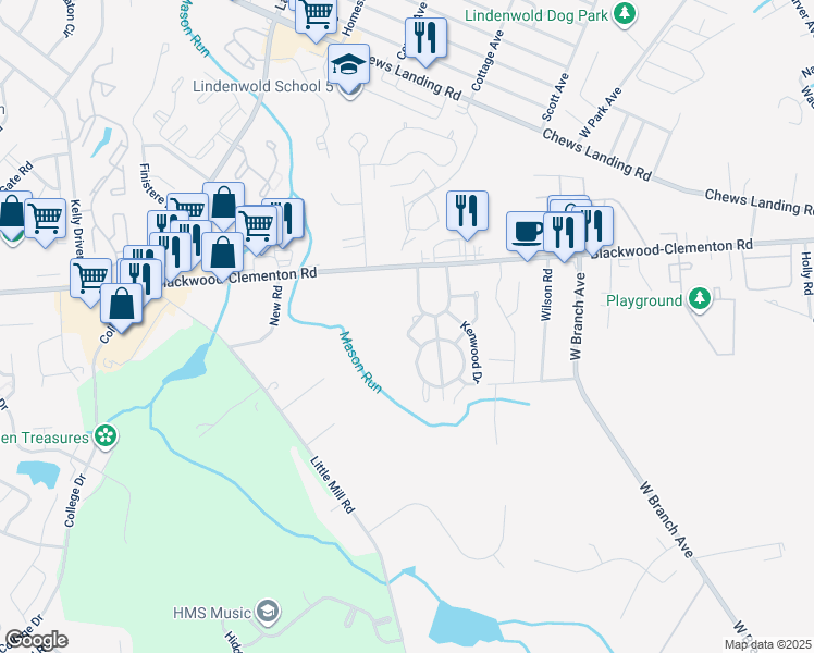 map of restaurants, bars, coffee shops, grocery stores, and more near 5206 Tall Pines in Pine Hill