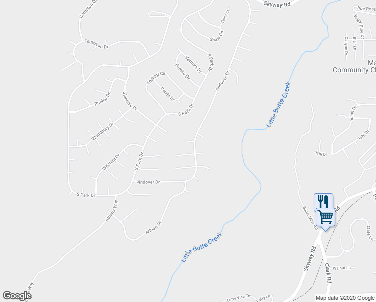 map of restaurants, bars, coffee shops, grocery stores, and more near 6465 Marin Court in Magalia