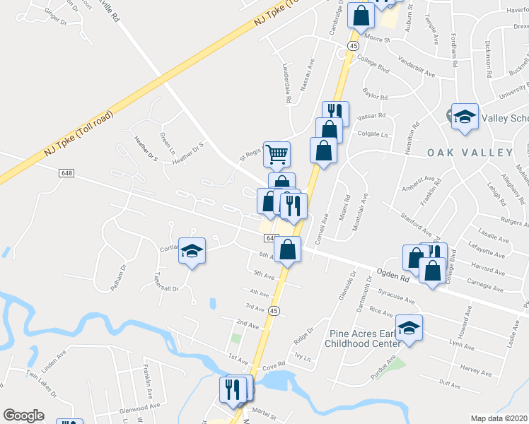 map of restaurants, bars, coffee shops, grocery stores, and more near 137 Ashton Court in Mantua Township