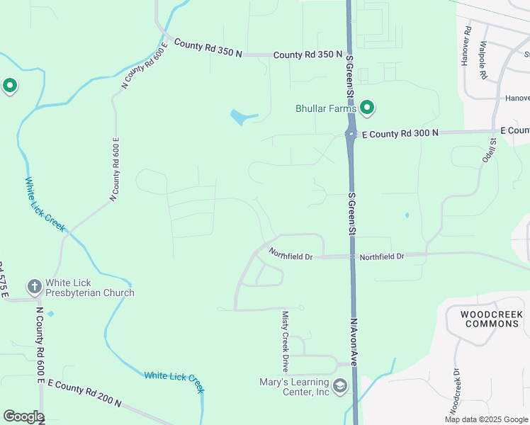 map of restaurants, bars, coffee shops, grocery stores, and more near Northfield Drive in Brownsburg