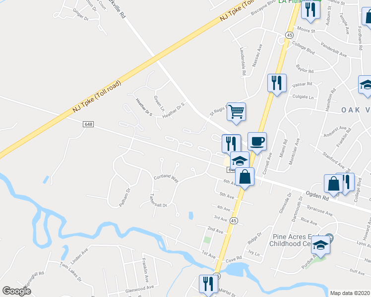 map of restaurants, bars, coffee shops, grocery stores, and more near 318 Coventry Court in Mantua Township
