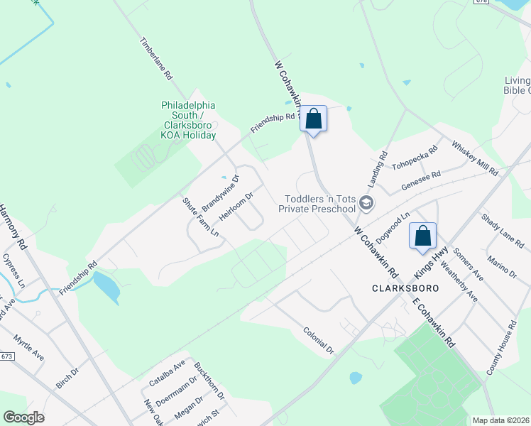 map of restaurants, bars, coffee shops, grocery stores, and more near 34 Jubilee Drive in Clarksboro