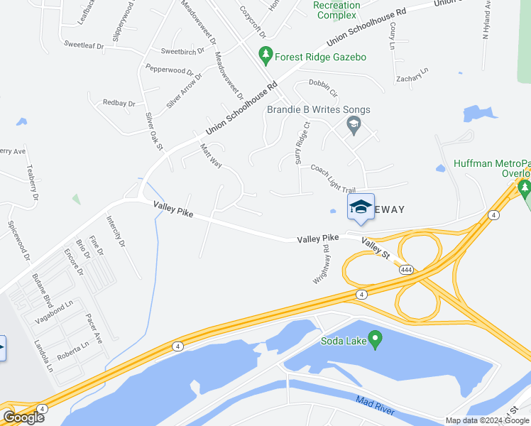 map of restaurants, bars, coffee shops, grocery stores, and more near 3035 Mugavin Court in Dayton