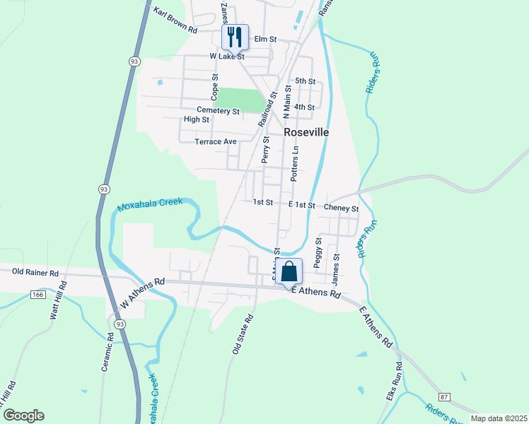 map of restaurants, bars, coffee shops, grocery stores, and more near 35 1st Street in Roseville