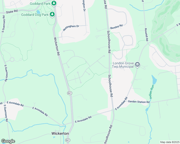 map of restaurants, bars, coffee shops, grocery stores, and more near 5 Briarcliff Circle in West Grove