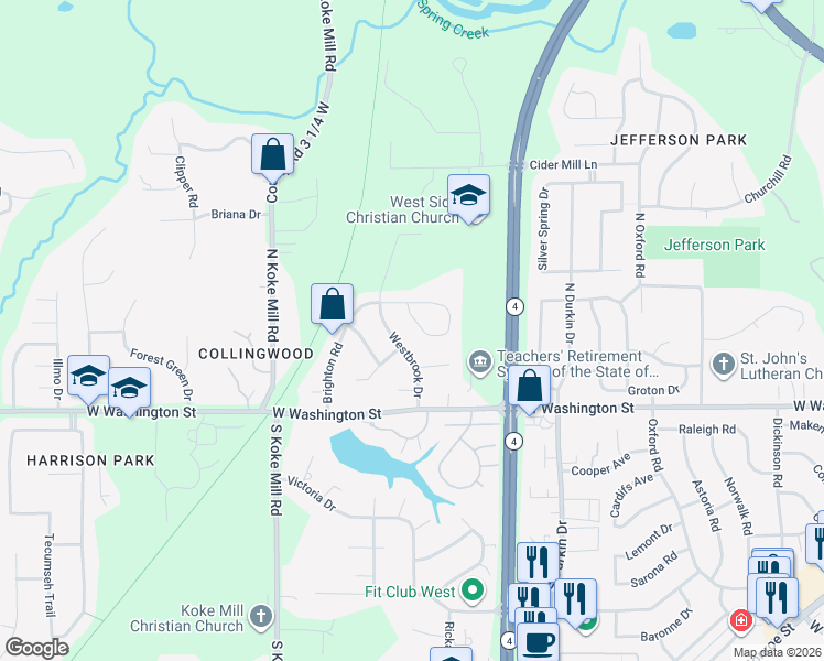 map of restaurants, bars, coffee shops, grocery stores, and more near 9 Hollybrook Drive in Springfield