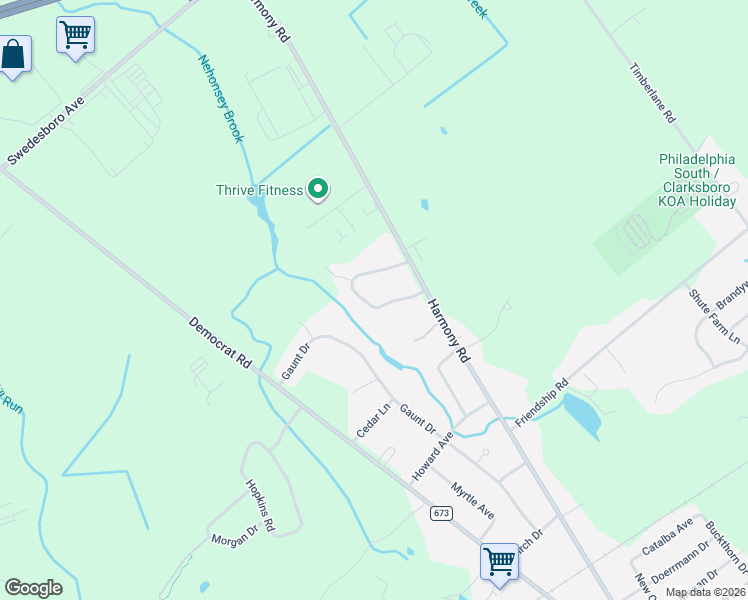 map of restaurants, bars, coffee shops, grocery stores, and more near 415 Country Way in Mickleton