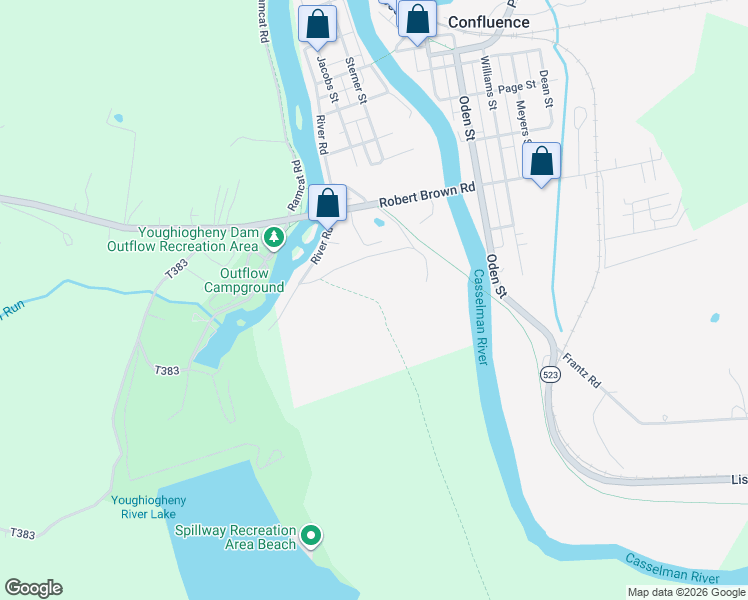 map of restaurants, bars, coffee shops, grocery stores, and more near T308 in Confluence