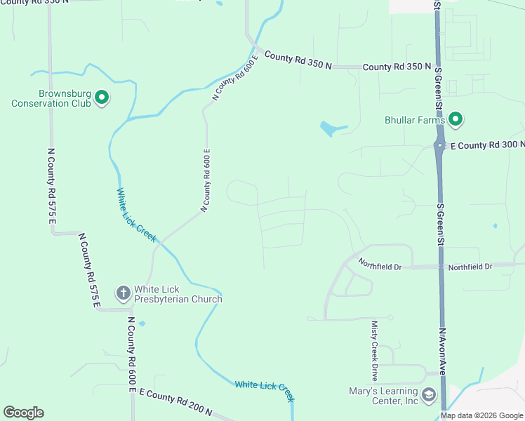 map of restaurants, bars, coffee shops, grocery stores, and more near 2999 North County Road 600 East in Brownsburg