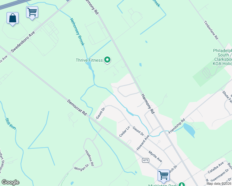 map of restaurants, bars, coffee shops, grocery stores, and more near 435 Country Way in Mickleton