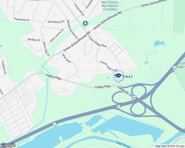 map of restaurants, bars, coffee shops, grocery stores, and more near 4140 Eagle Watch Way in Dayton