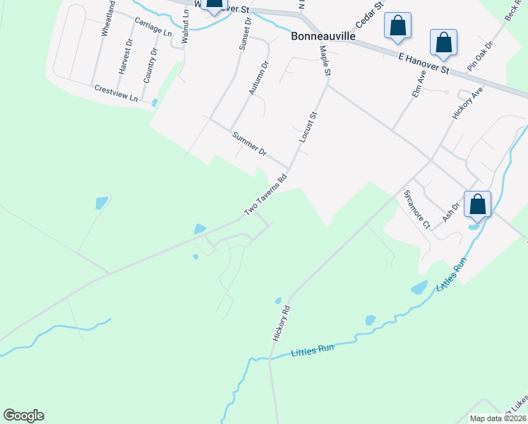 map of restaurants, bars, coffee shops, grocery stores, and more near 12 Colonial Drive in Gettysburg