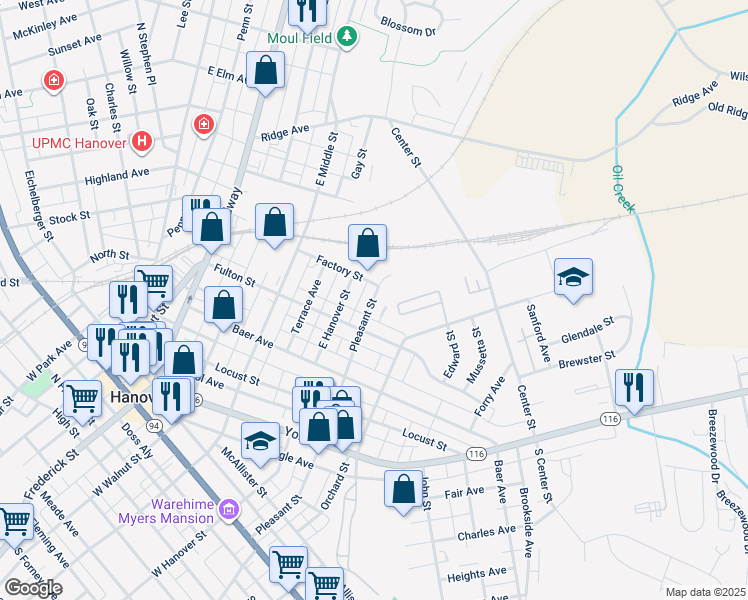 map of restaurants, bars, coffee shops, grocery stores, and more near 419 Pleasant Street in Hanover