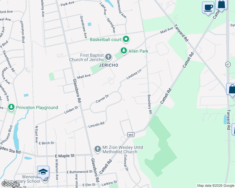 map of restaurants, bars, coffee shops, grocery stores, and more near 191 Lincoln Rd in Wenonah