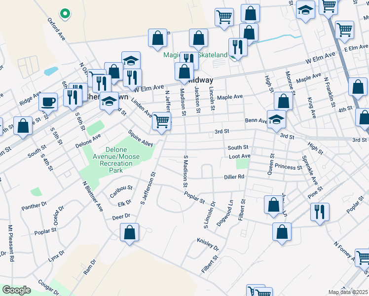 map of restaurants, bars, coffee shops, grocery stores, and more near 305 South Street in Hanover