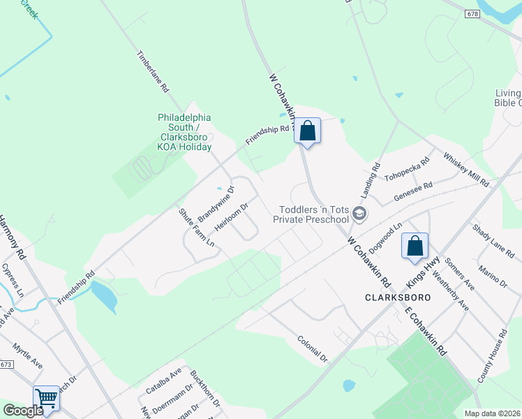 map of restaurants, bars, coffee shops, grocery stores, and more near 34 Jubilee Drive in East Greenwich Township