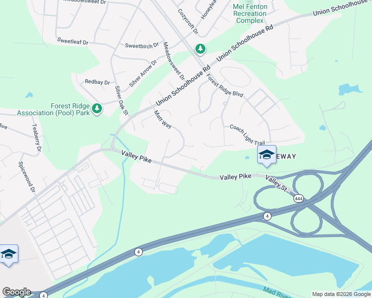 map of restaurants, bars, coffee shops, grocery stores, and more near 2031 Matt Way in Dayton