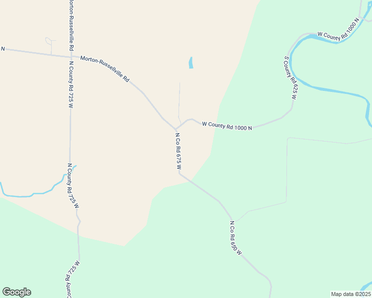 map of restaurants, bars, coffee shops, grocery stores, and more near 9733 North Co Road 675 West in Russellville