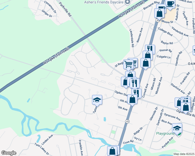 map of restaurants, bars, coffee shops, grocery stores, and more near 412 Durham Court in West Deptford